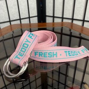 Teddy Fresh Pink Belt with Blue Logo